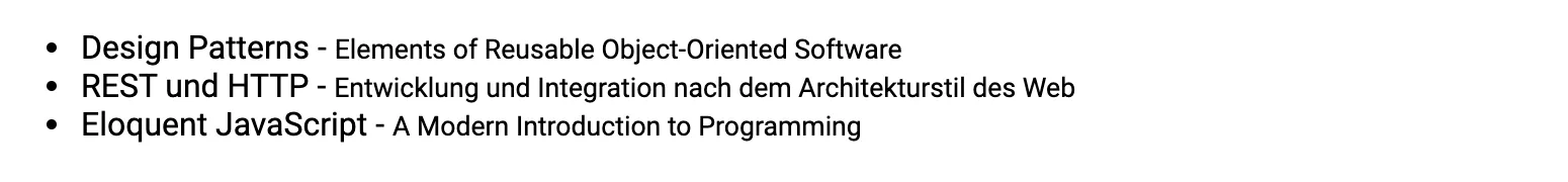 The output of the list of books from the HTTP backend