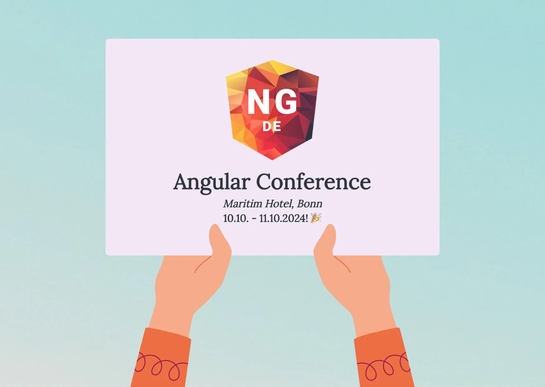 Illustration von Händen, die ein leeres Plakat halten mit dem NG-DE Logo