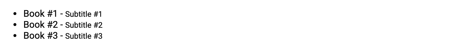 The list of static books rendered in HTML