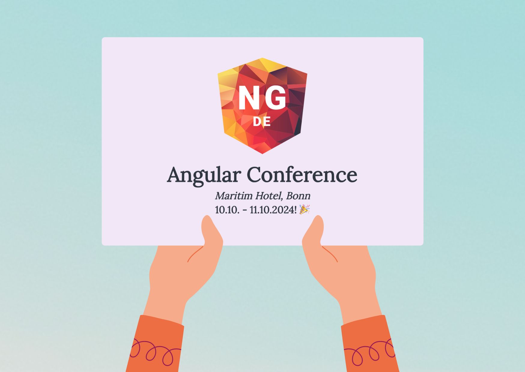 Illustration von Händen, die ein leeres Plakat halten mit dem NG-DE Logo