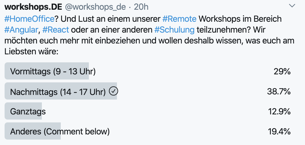 Unser Twitter Voting über Remote Workshops