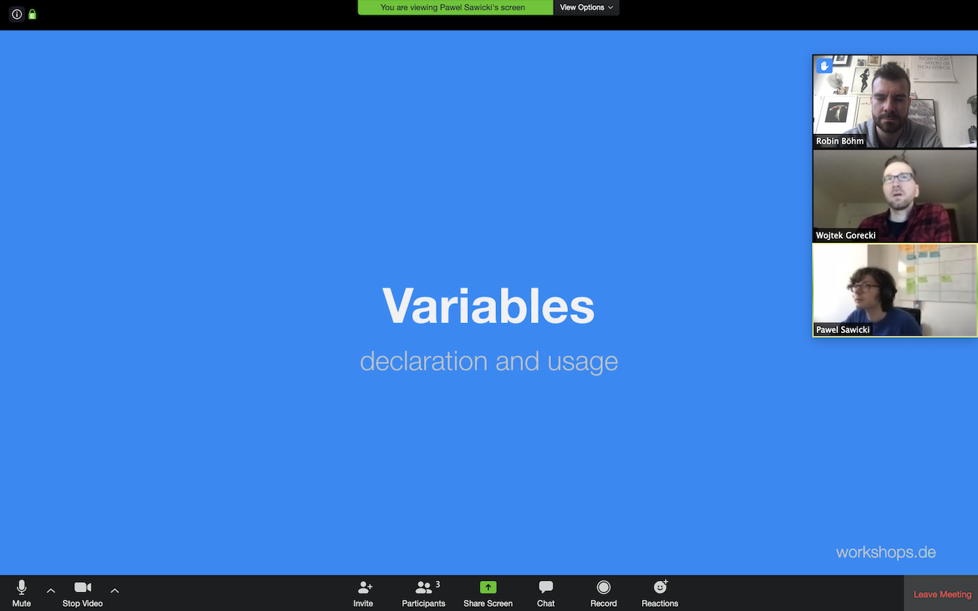 Angular Remote-Schulung in Video Konferenz